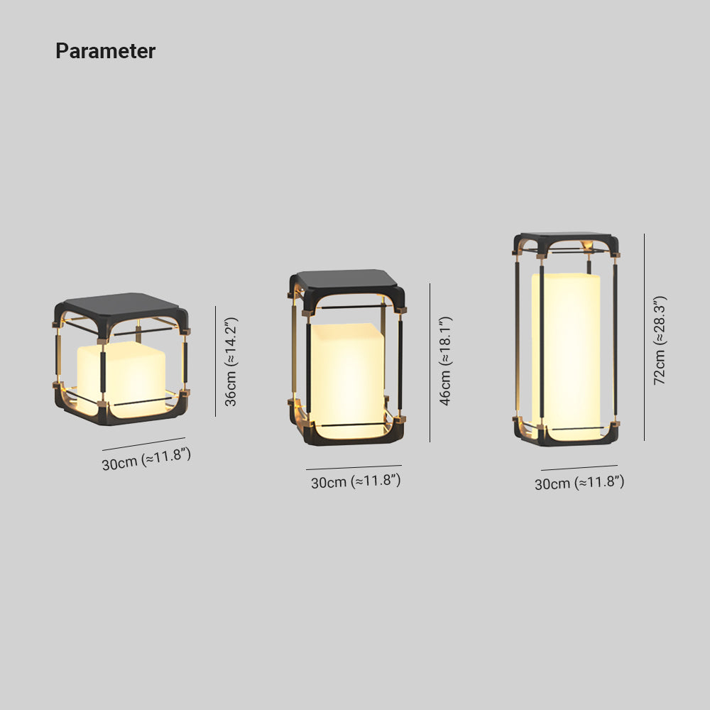 Ray Simple Cube/Cuboid Outdoor Floor Lamp, Hardwired/Solar, Black - Neutralighting