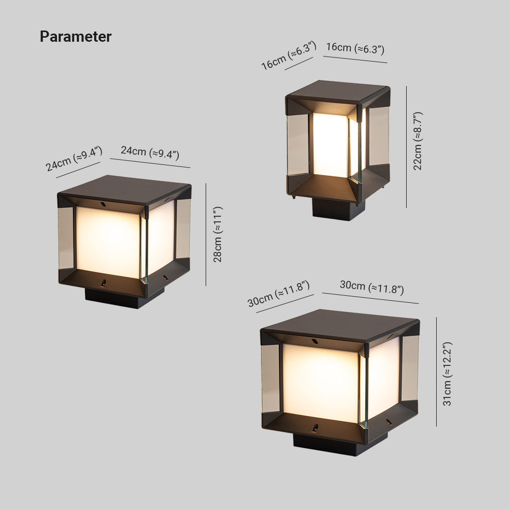 Ray Modern Rectangular Metal Glass Outdoor Lamp, Black/Black-Gold - Neutralighting