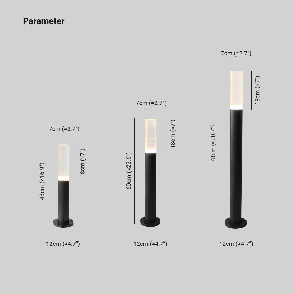 Ray Metal Cylindrical Outdoor Path Light, Black - Neutralighting