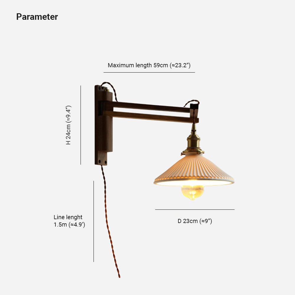 Muto Vintage Dome Ceramic/Wood Wall Lamp, Walnut/Wood/Clear - Neutralighting