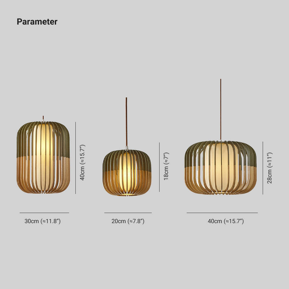 Muto Modern Birdcage Wood Pendant Light - Neutralighting