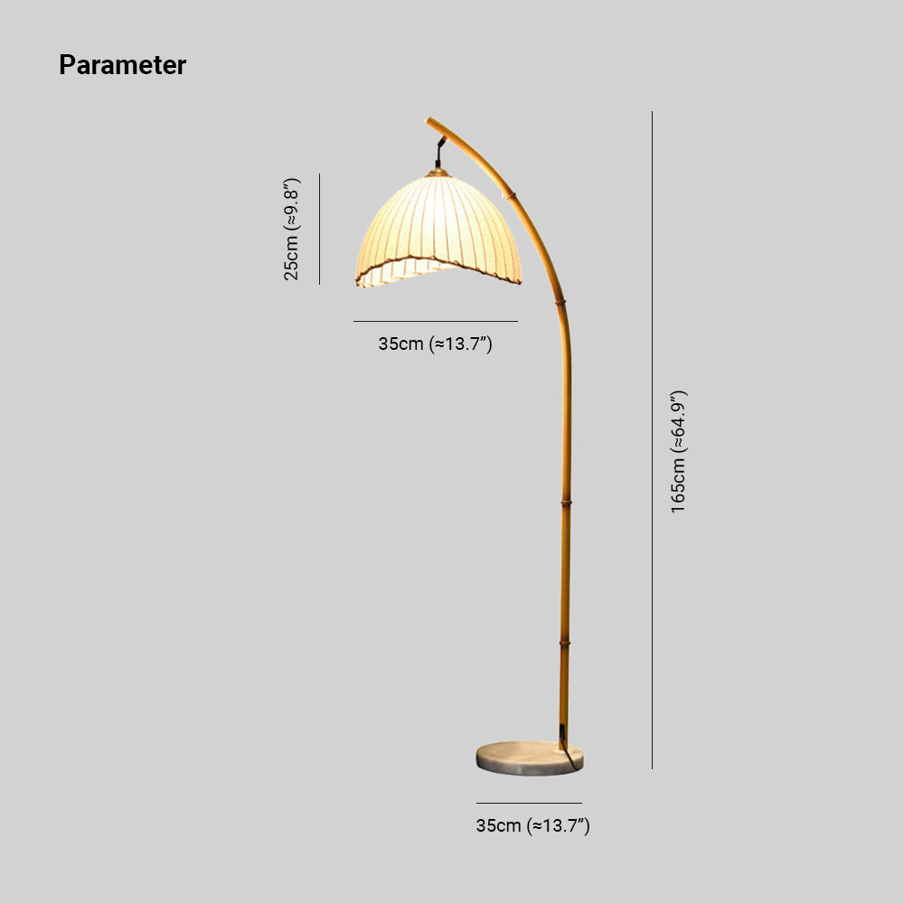 Muto Vintage Bamboo Shape Metal/Fabric Floor Lamp, White - Neutralighting