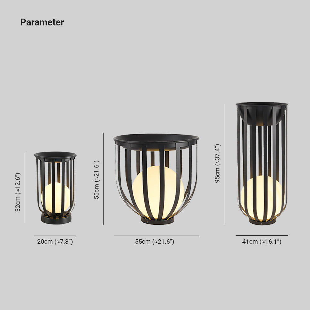 Ray Modern Globe Solar/Rechargeable Outdoor Floor Lamp, Black - Neutralighting
