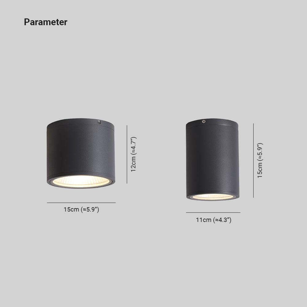 Ray Modern Black Cylindrical Flush Mount Ceiling Light Spotlight - Neutralighting