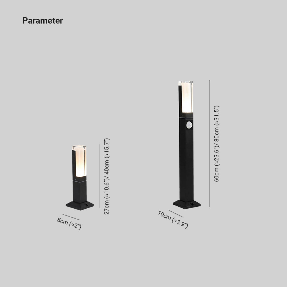 Ray Modern Metal Rectangular Outdoor Path Light With Sensor, Black - Neutralighting