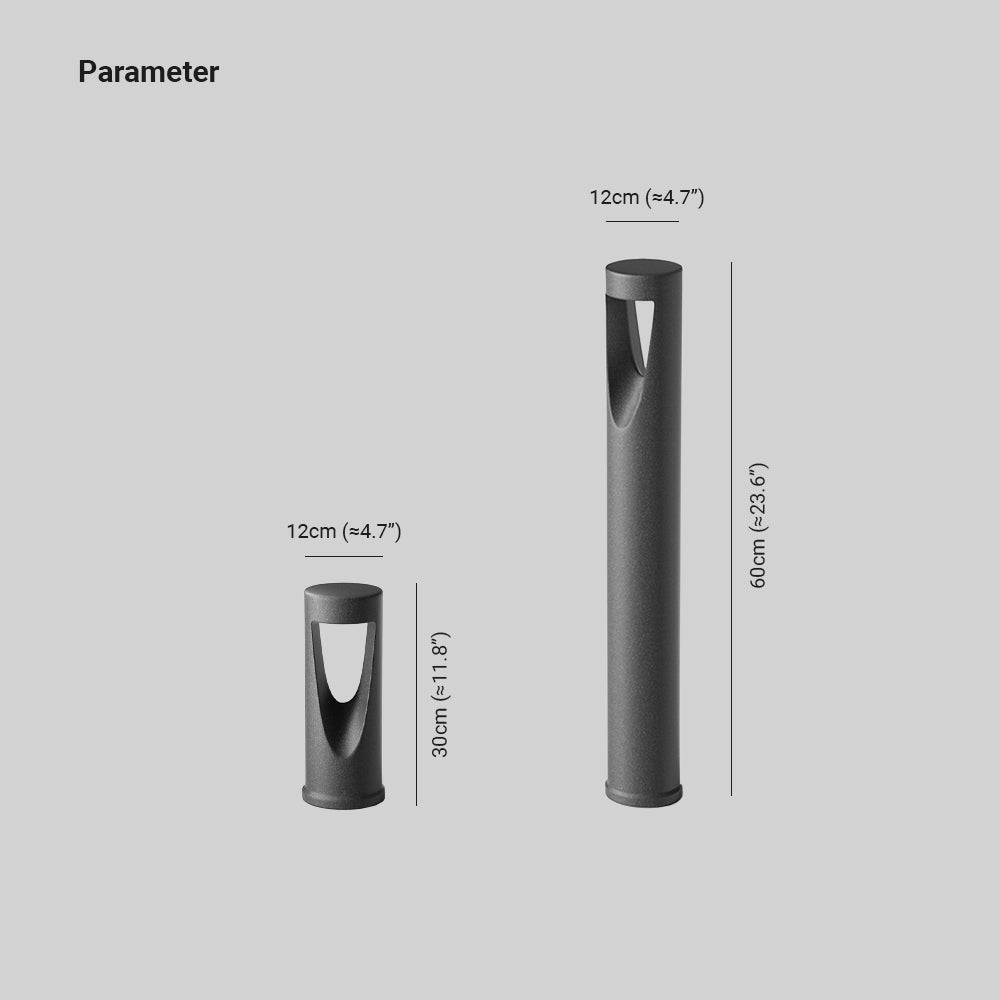 Ray Contemporary Metal Cylindrical Hollow Outdoor Path Light, Black - Neutralighting