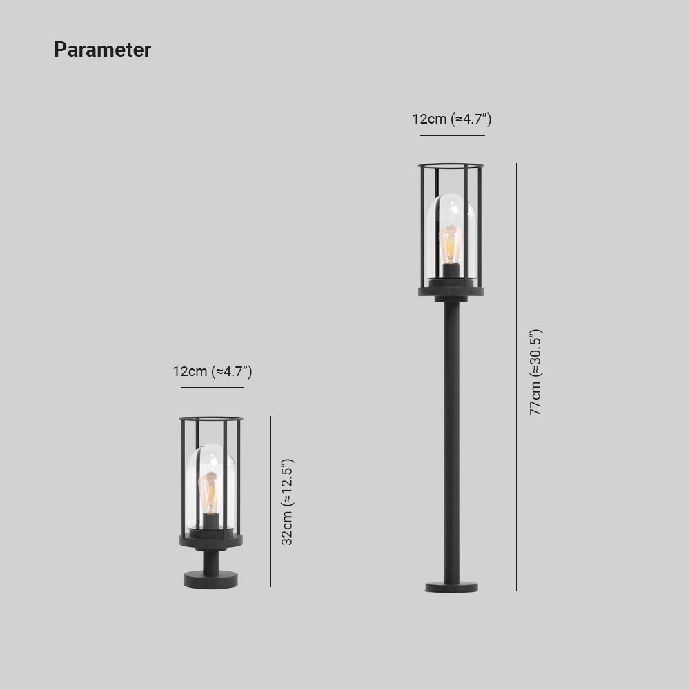 Ray Metal Cylindrical Lantern Shaped Solar Outdoor Path Light, Black - Neutralighting