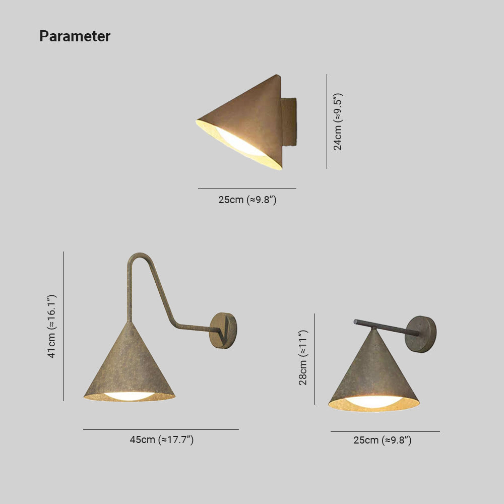 Ray Modern Minimalist Cone Metal Outdoor Waterproof Wall Lamp，Black/Gold - Neutralighting