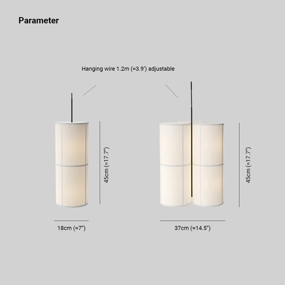 Ritta Cylinder Pendant Light, Lantern, Fabric, Japanese - Neutralighting