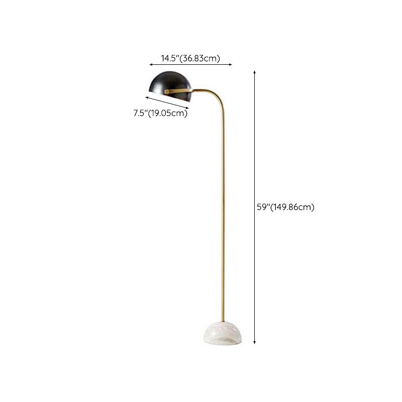 Eryn Floor Lamp Semi Circular Retro/Minimalist, Metal/Marble, Black, Bedroom - Neutralighting