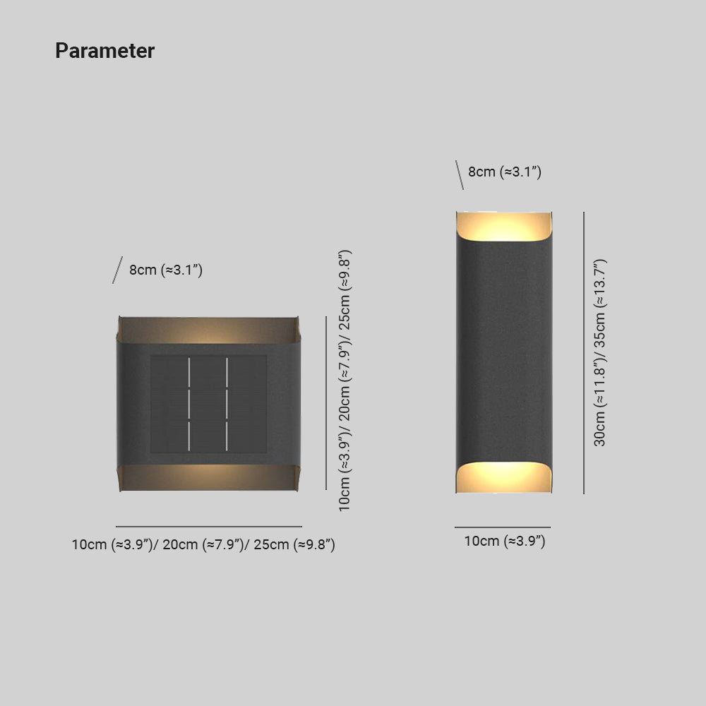 Ray Modern Solar Up Down Metal Outdoor Wall Lamp, Balck - Neutralighting