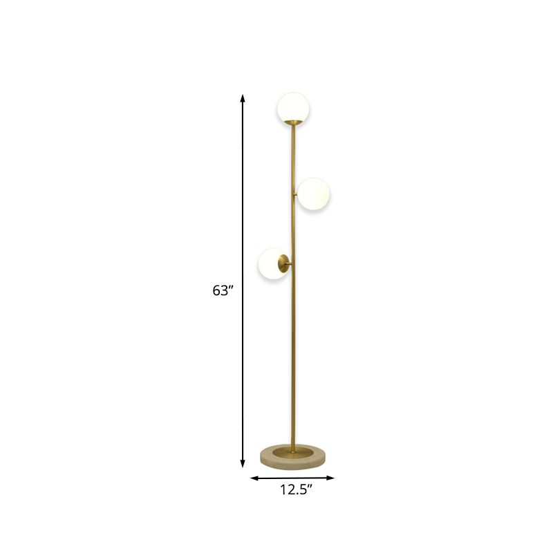 Valentina Modern Globe Brass/Glass Floor Lamp, 3 Heads - Neutralighting