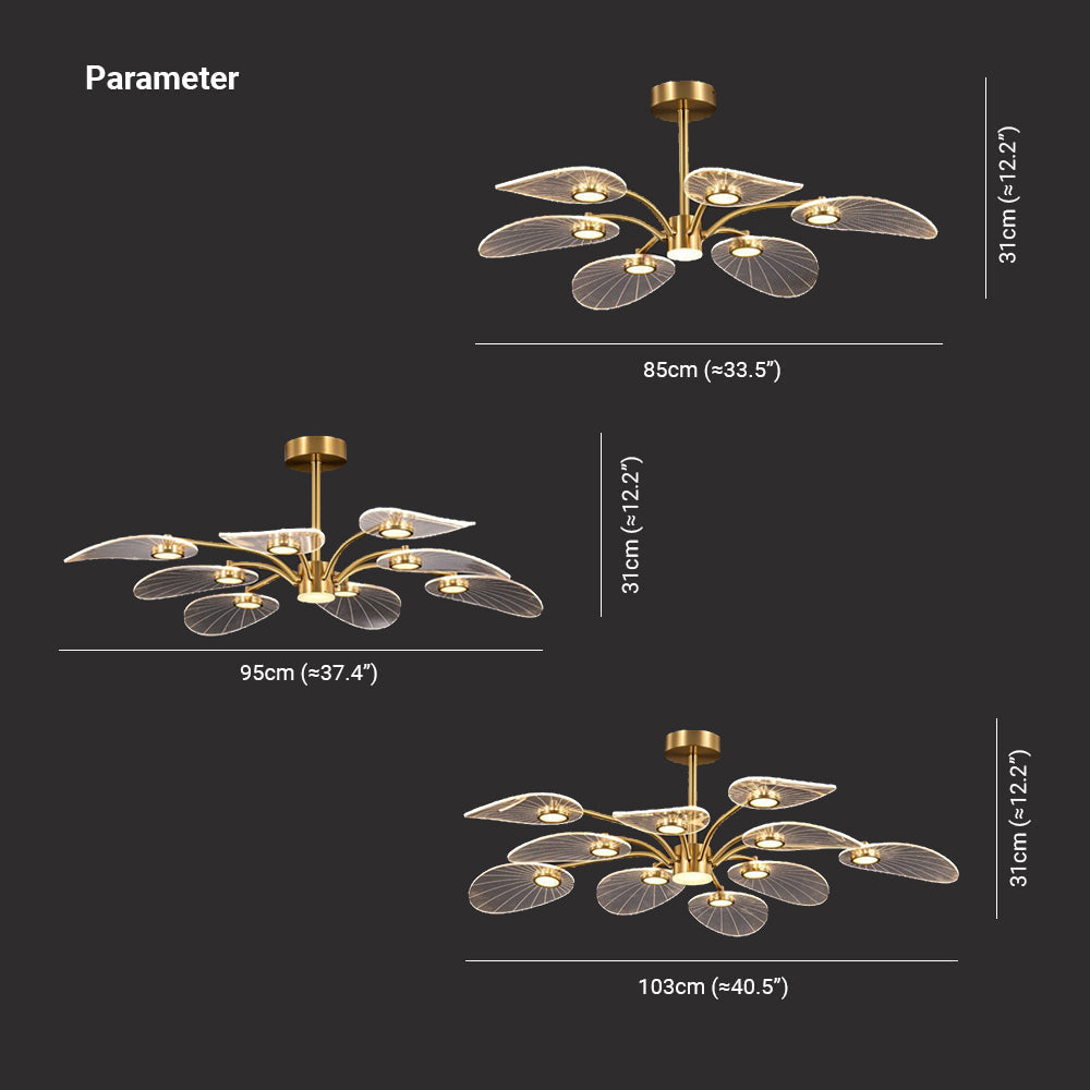 Arisha Art Deco Leaf Metal/Acrylic Chandelier, Gold - Neutralighting