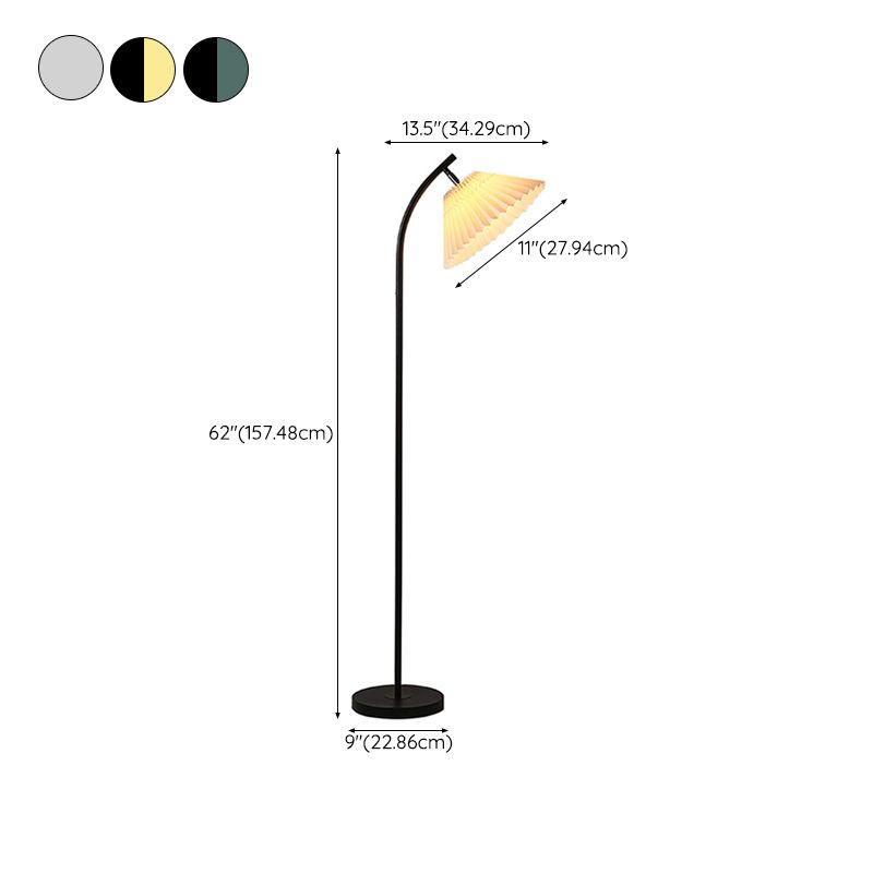 Ozawa Modern Arc Pleated Metal Fabric Floor Lamp, 3 Color - Neutralighting
