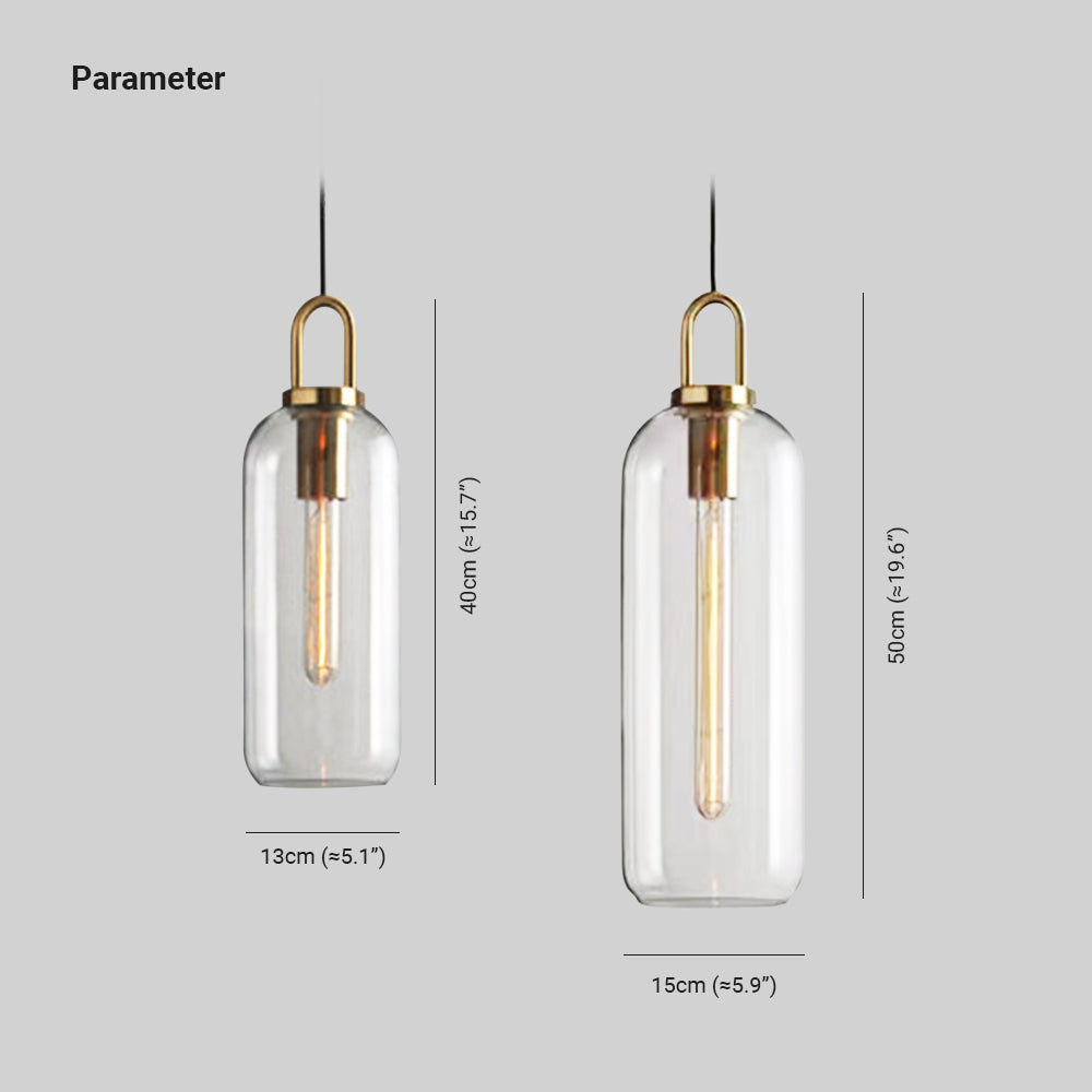 Valentina Clear& Glass Cylinder Pendant Light, 2 Color - Neutralighting