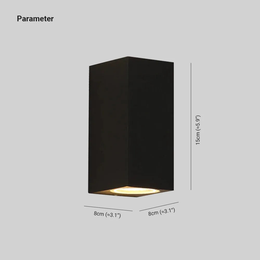Tavon Minimalist Metal Square Outdoor Wall Lamp, Black - Neutralighting