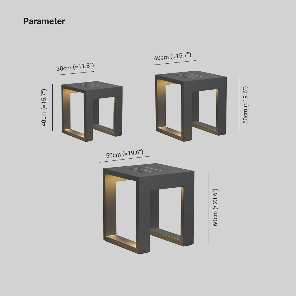 Ray Simple Hollow Cube Metal/Acrylic Outdoor Floor Lamp, Black - Neutralighting