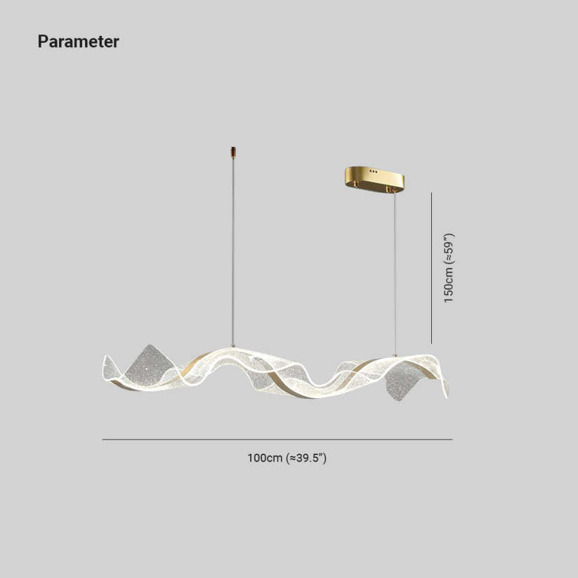 Kristy Pendant Light Designer Wave Acrylic, White/Gold, Dining Room - Neutralighting