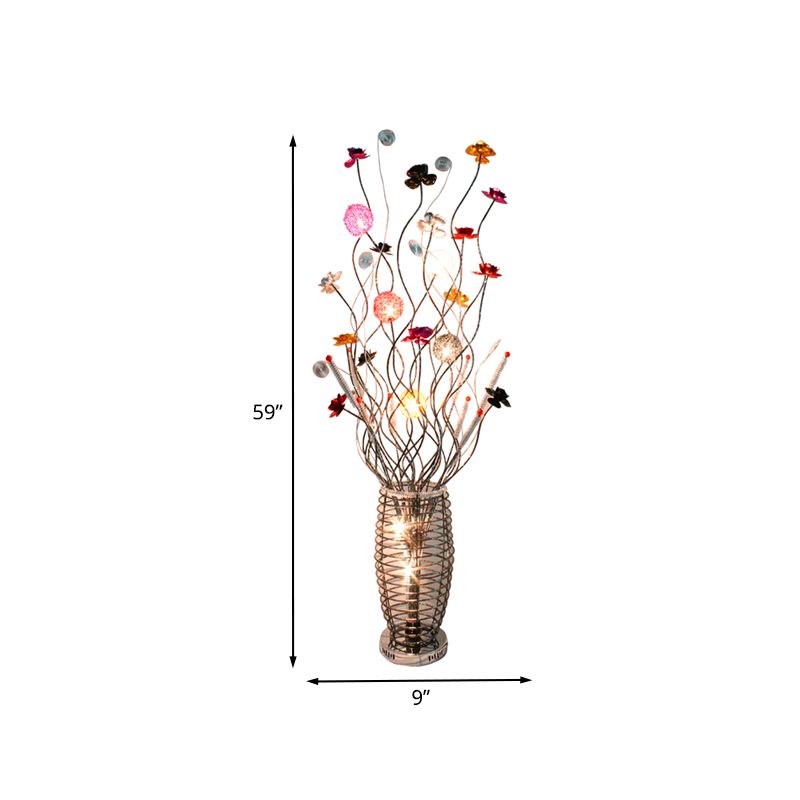 Bella Art Deco Flower Vase Silver Metal Floor Lamp - Neutralighting