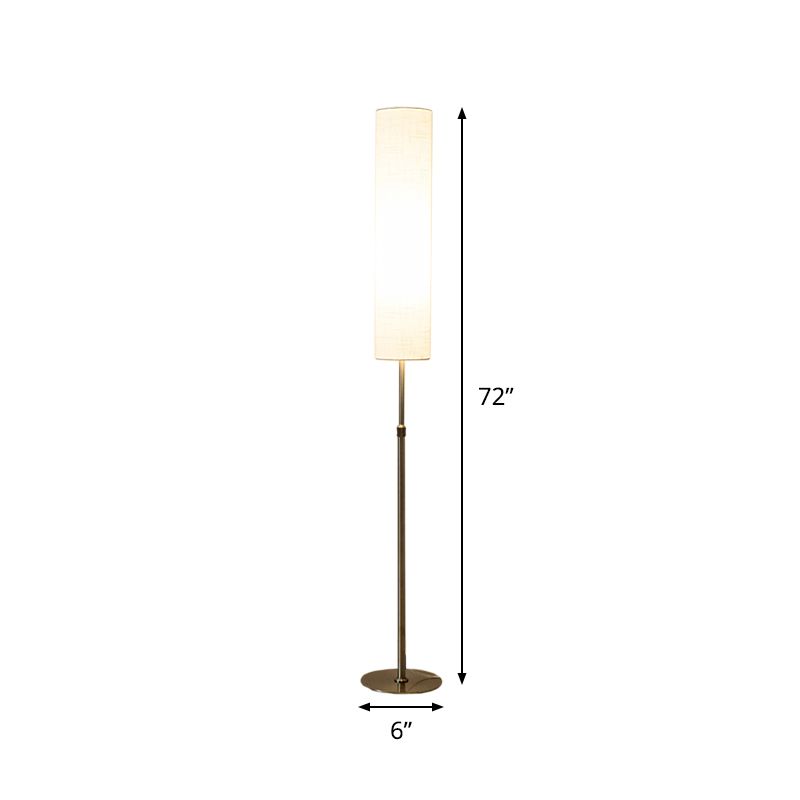 Eryn Minimalist Metal and Fabric Cylindrical White Floor Lamp - Neutralighting