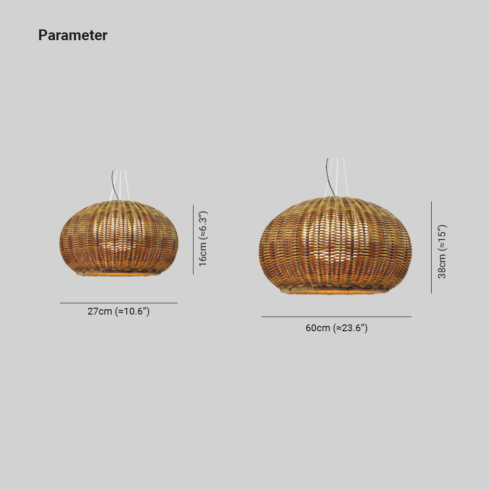 Ray Retro Lantern Gold Pendant Light, Bamboo/Acrylic - Neutralighting
