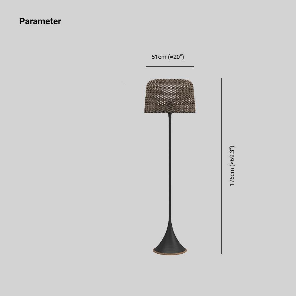 Ritta Waterproof Outdoor Floor Lamp, Rattan，Balcony/Terrace - Neutralighting