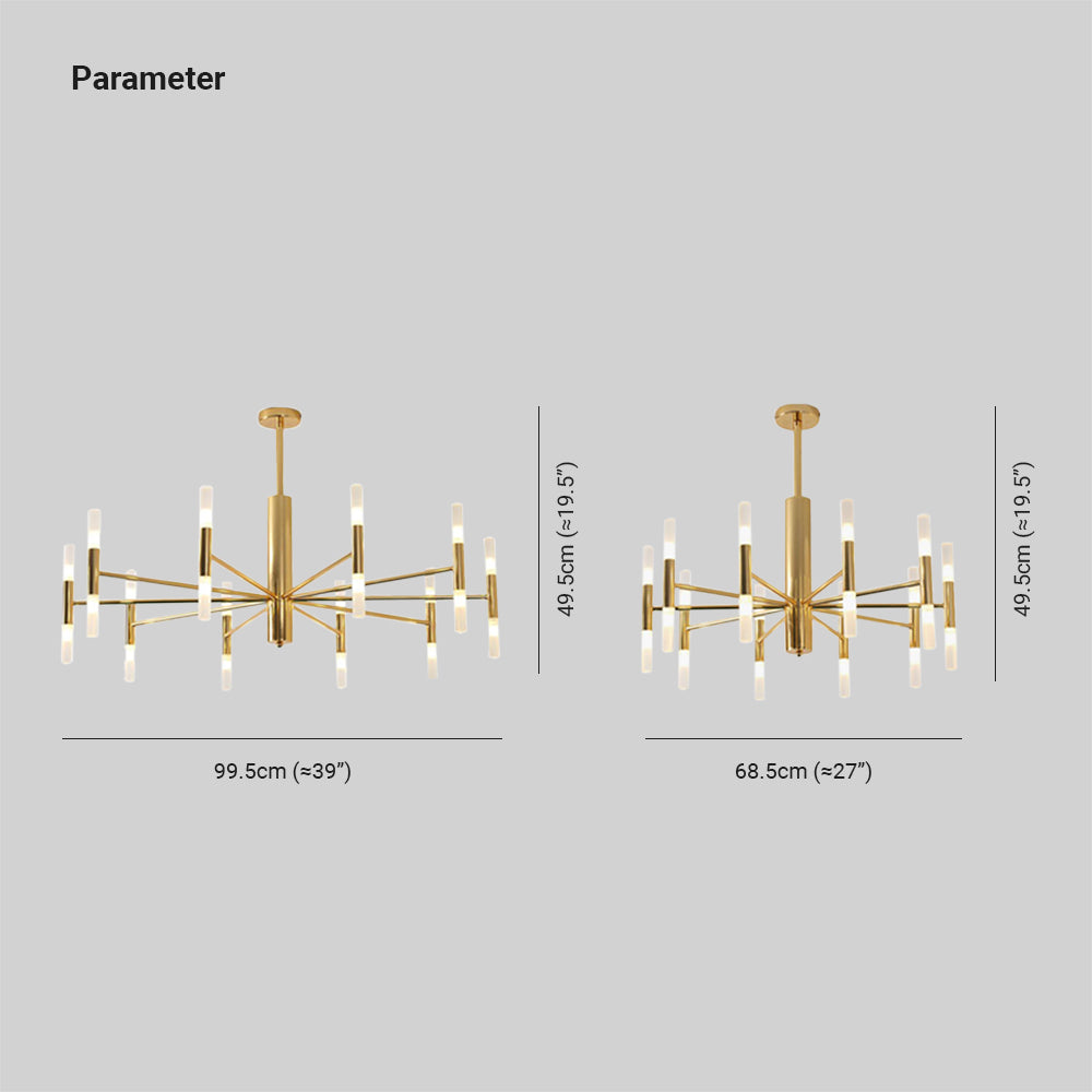 Kristy Modern Cylindrical Metal Chandelier, Gold - Neutralighting