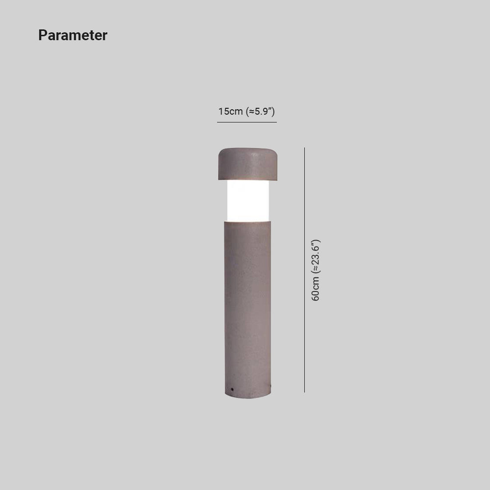 Ray Modern Metal Cylindrical Outdoor Path Light, Grey - Neutralighting