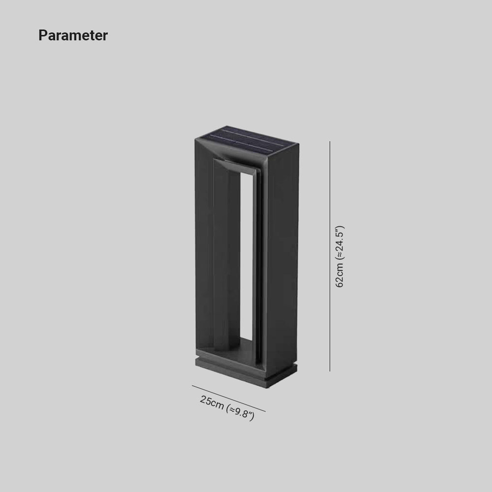 Ray Modern Metal Hollow Rectangular Solar Outdoor Path Light, Black - Neutralighting