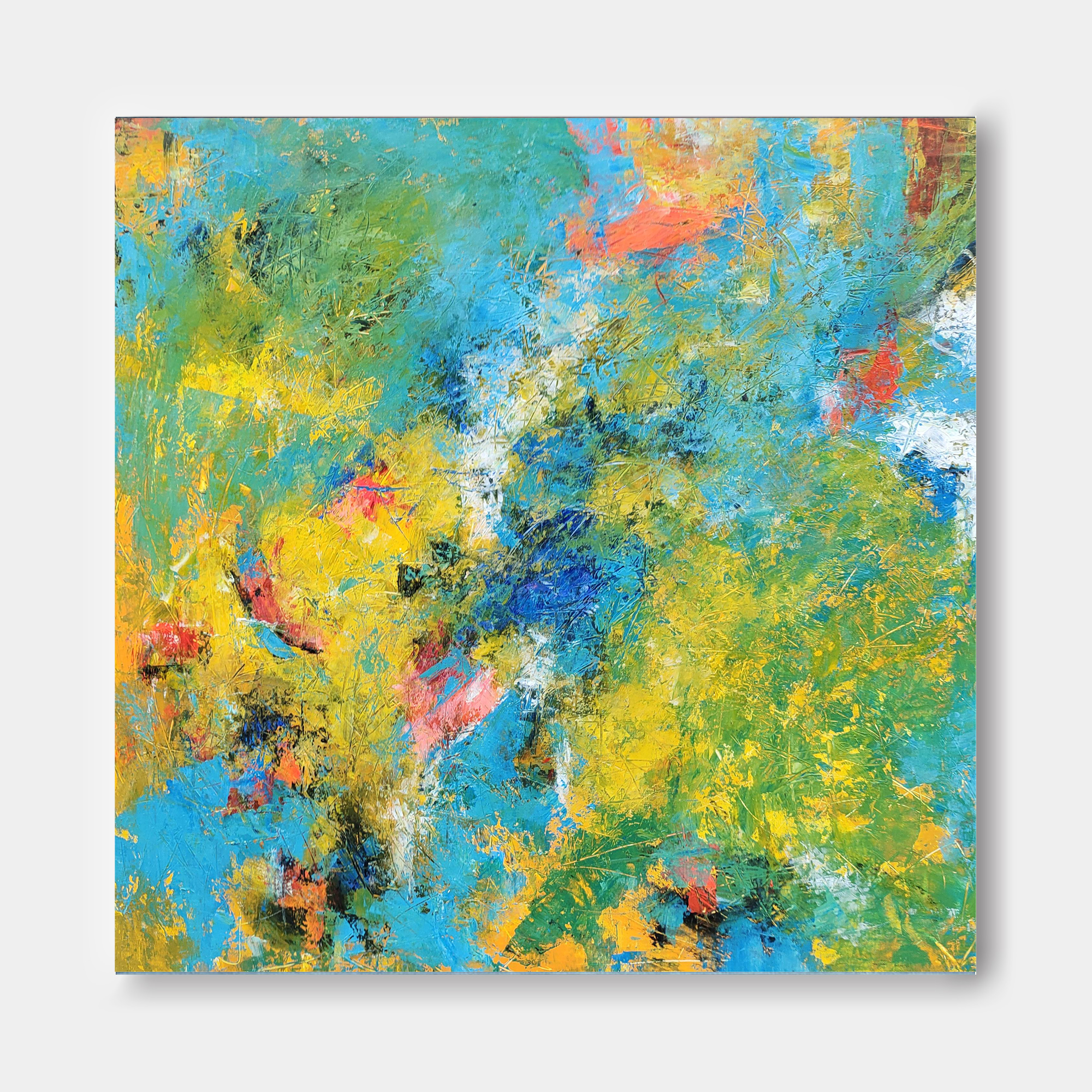 Vibrant Expressionist Painting Blue Yellow