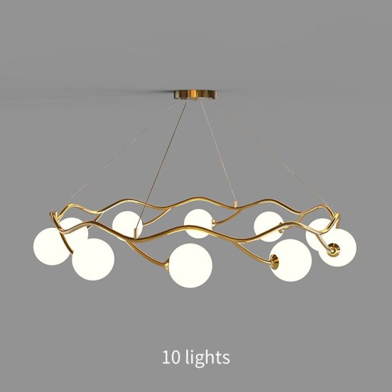 Valentina Modern Designe Wave Metal/Glass Pendant Light, White/Gold - Neutralighting
