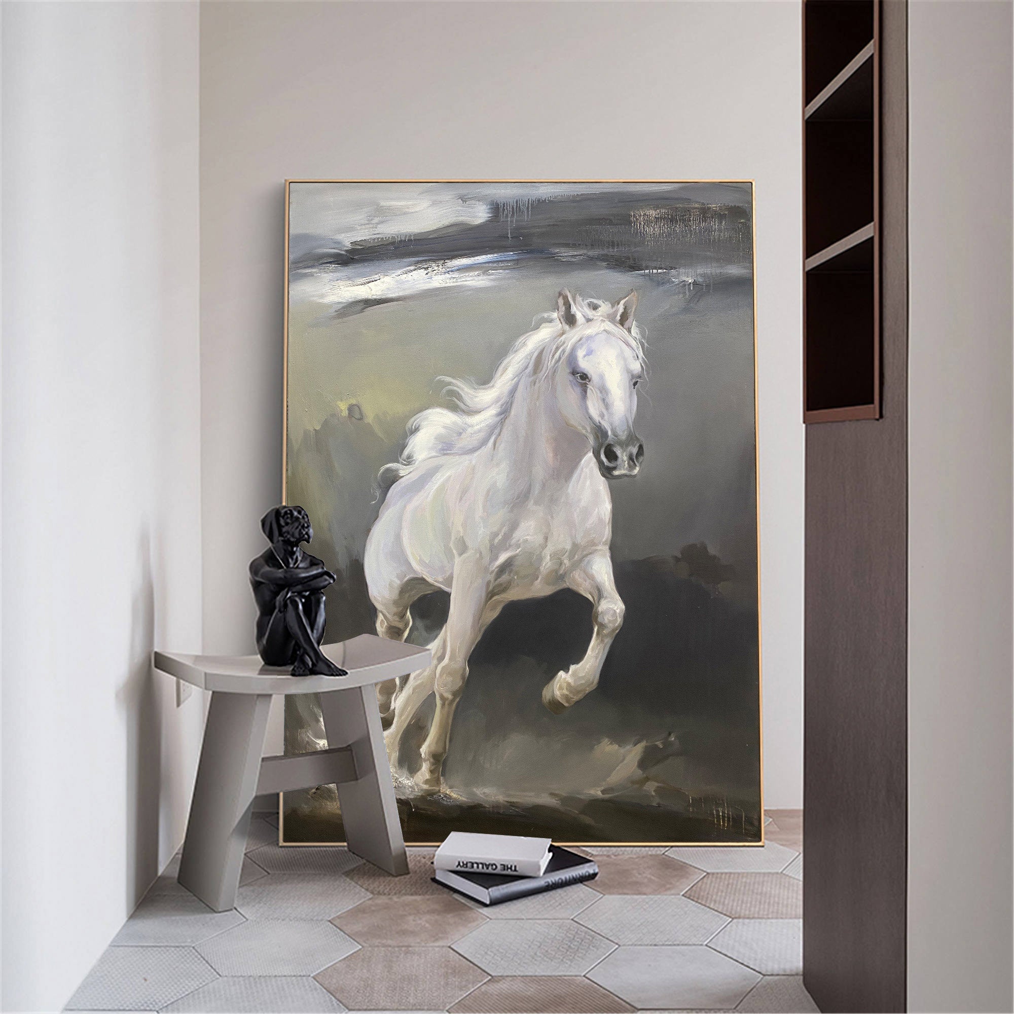 Evander White Horse Canvas Wall Art