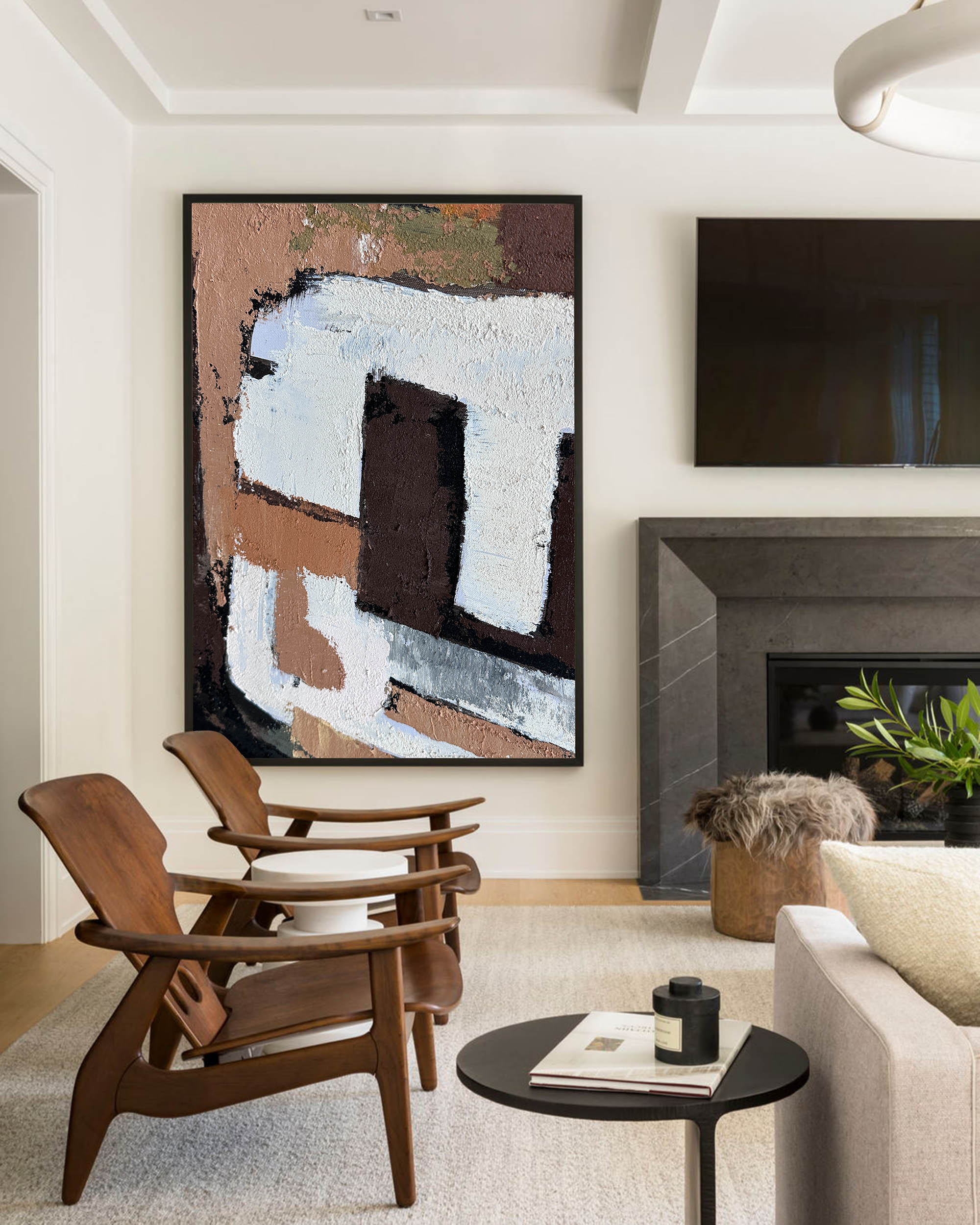 Textured Terracotta Abstract Oil Painting