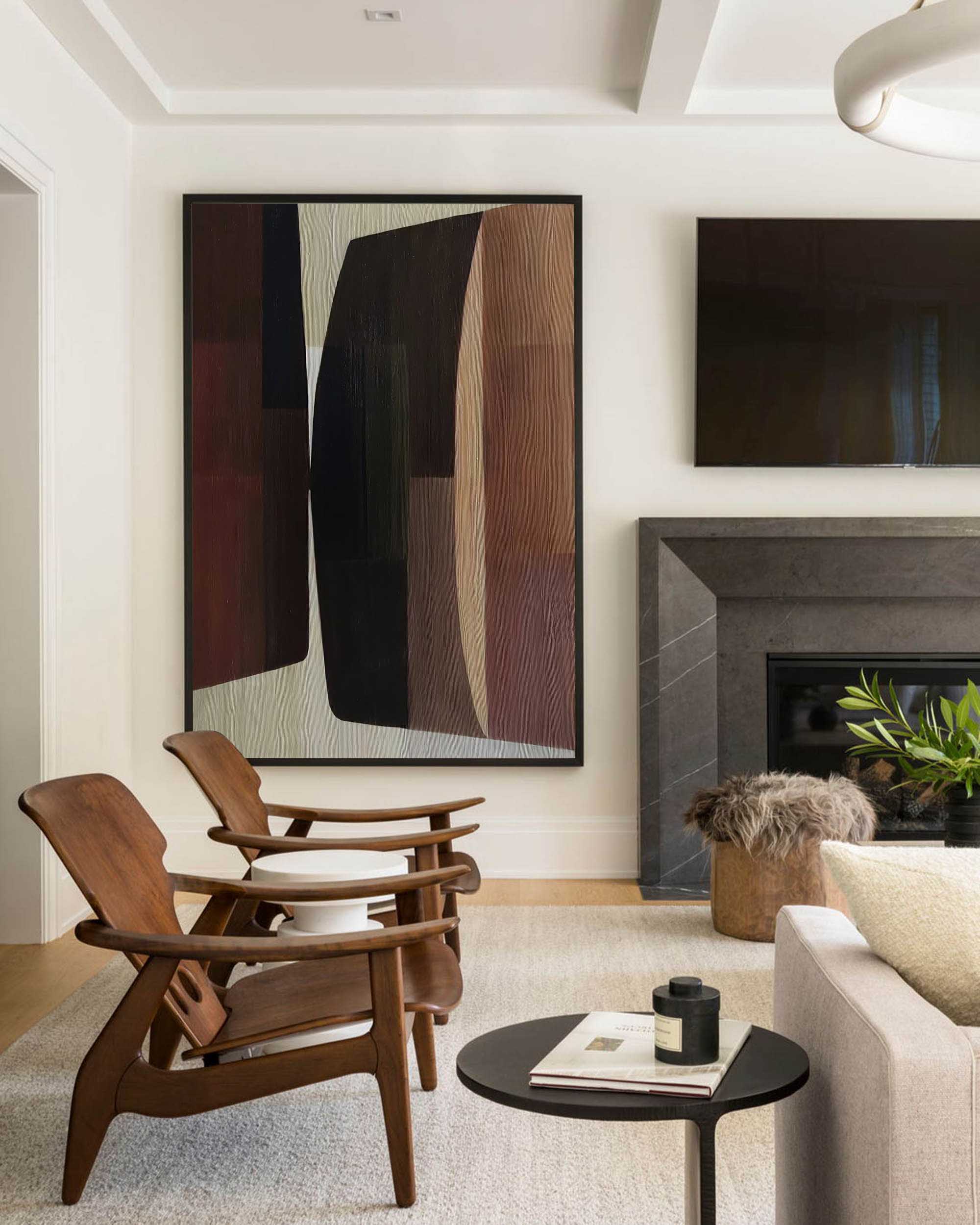 Brown Black Geometric Abstract Painting