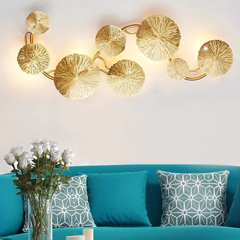 Arisha Modern Metal Round Lotus Leaf Wall Lamp, Gold - Neutralighting