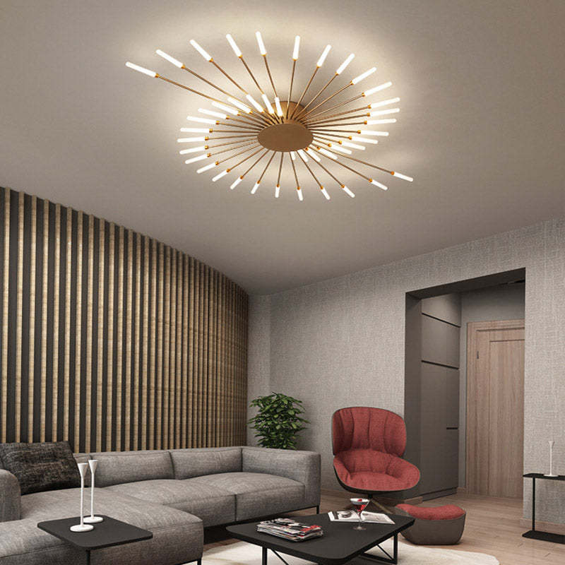 Wesley Flush-Mount Ceiling Light Fireworks, Black/Gold
