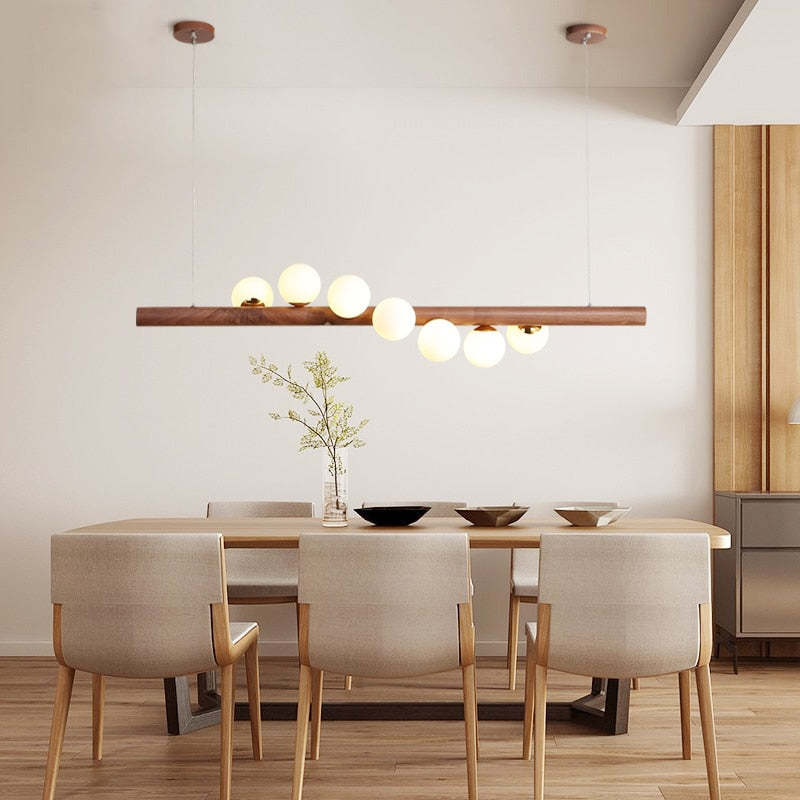 Valentina Glass Bubble Pendant Light Wood/Walnut - Neutralighting