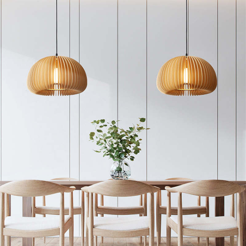 Muto Pumpkin Pendant Light, Wood - Neutralighting