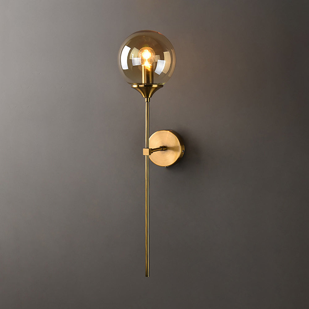 Valentina Modern Globe Metal/Glass Wall Lamp, Gray/Amber/Clear/White - Neutralighting
