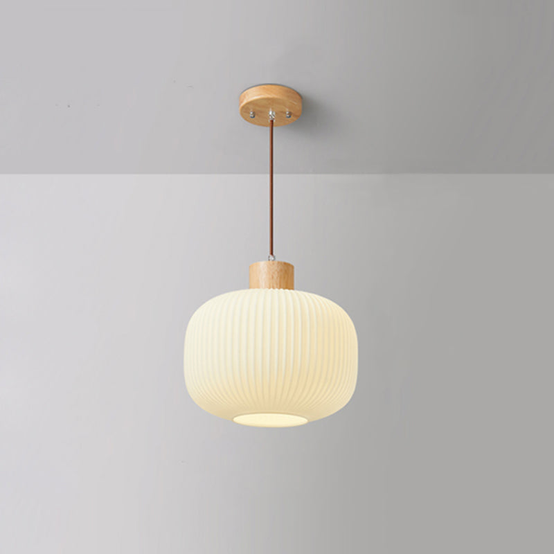 Muto Modern Wood/Glass Pendant Light, White - Neutralighting