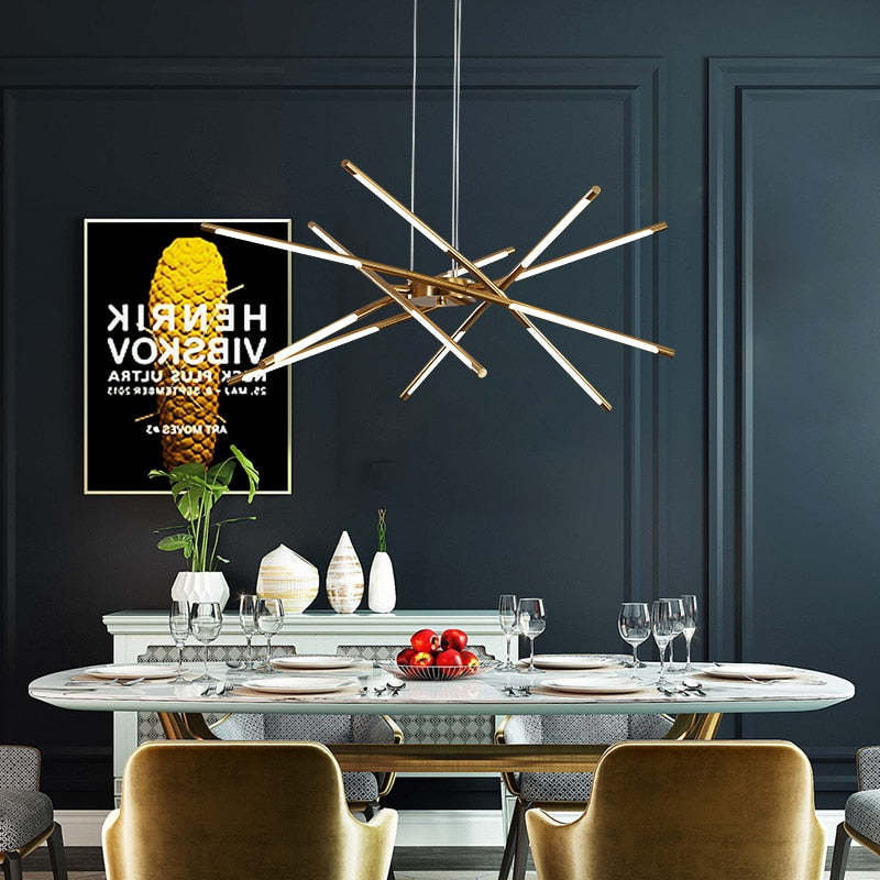 Arisha Pendant Light, Black/Gold, 6/8/10/12 Heads - Neutralighting
