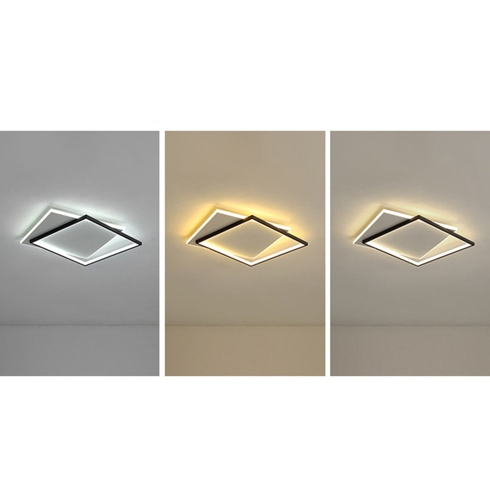 Arisha Modern Square/ Round Flush Mount Ceiling Light, Black with White - Neutralighting