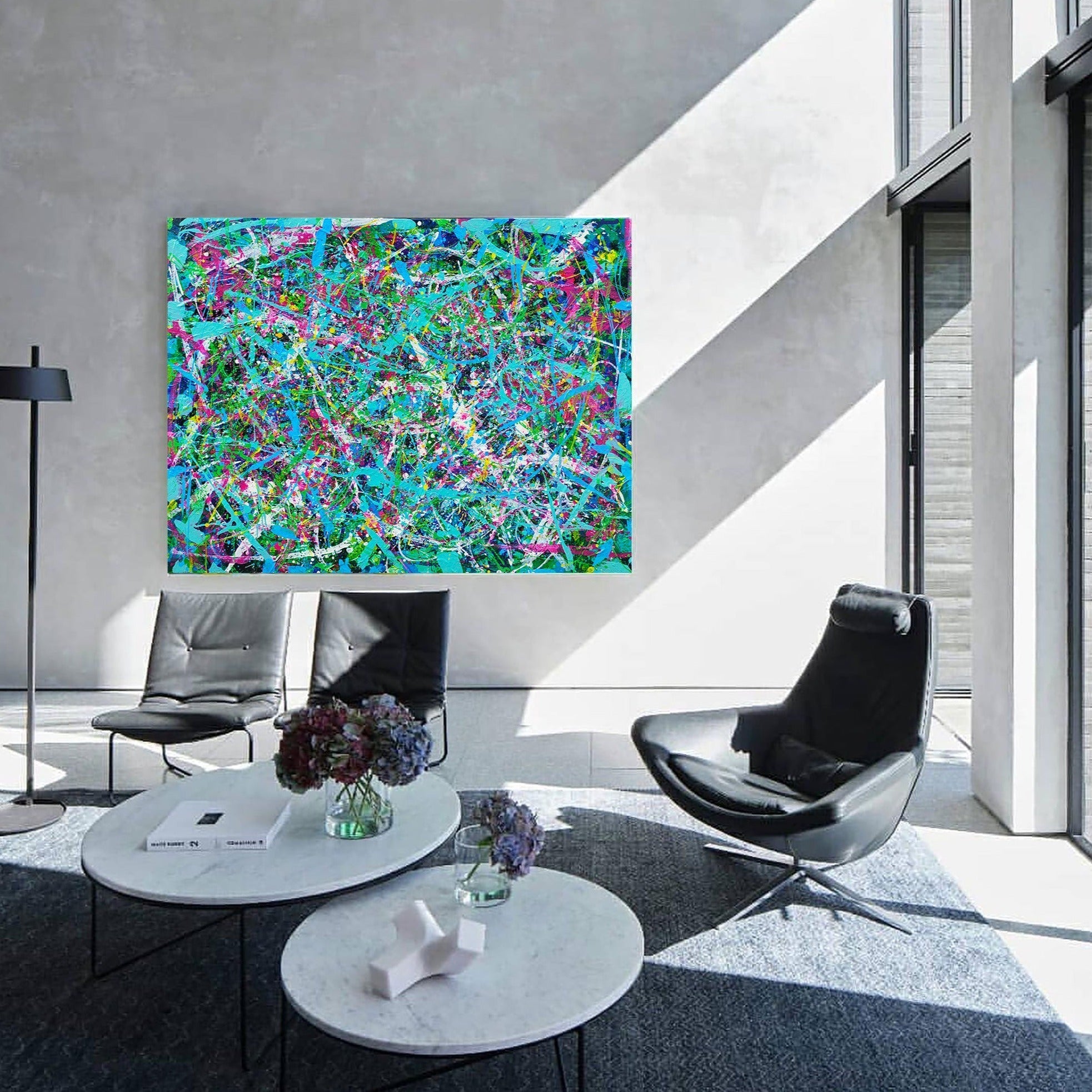 Blue Horizontal Abstract Art 47'' X 36'' IS80 - Neutralighting