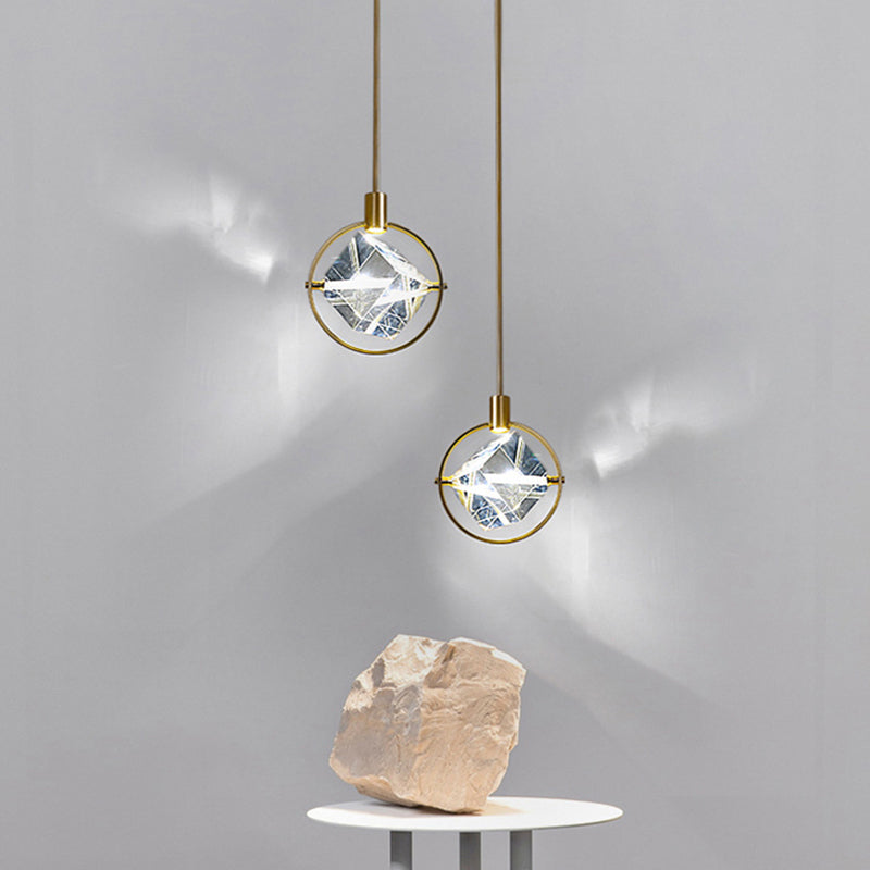 Kristy Modern Luxury Geometry Metal/Crystal Pendant Light, Gold - Neutralighting