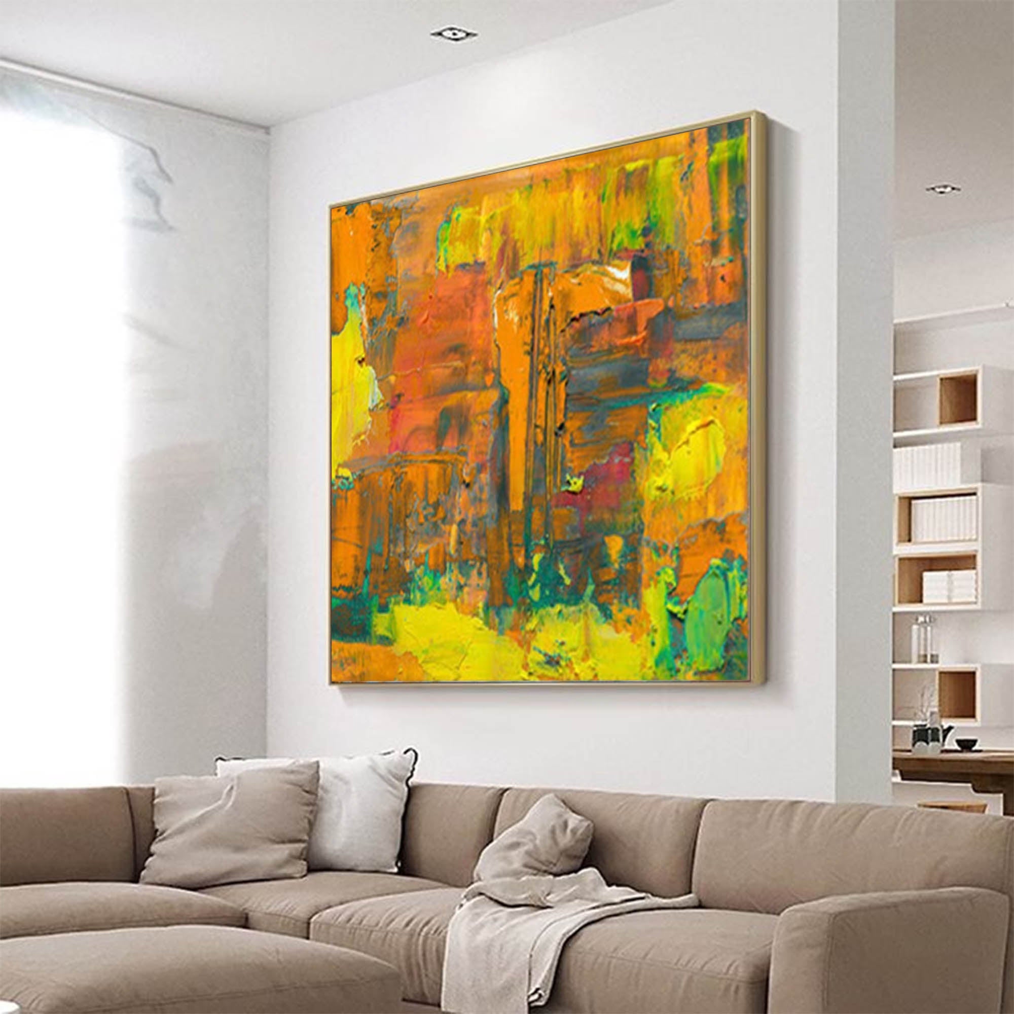Vibrant Textured Abstract Cityscape Canvas Wall Art