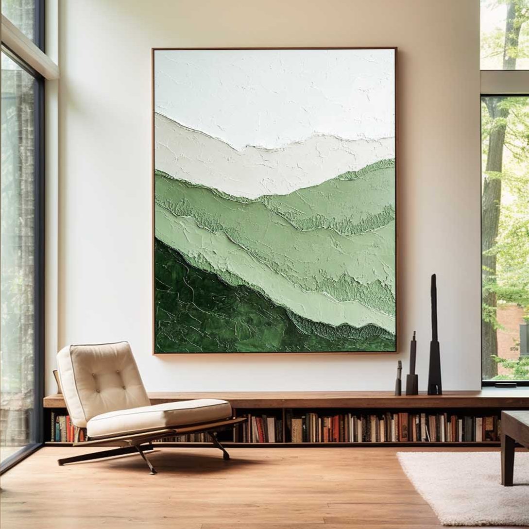 Verdant Ridge Minimalist Landscape Painting