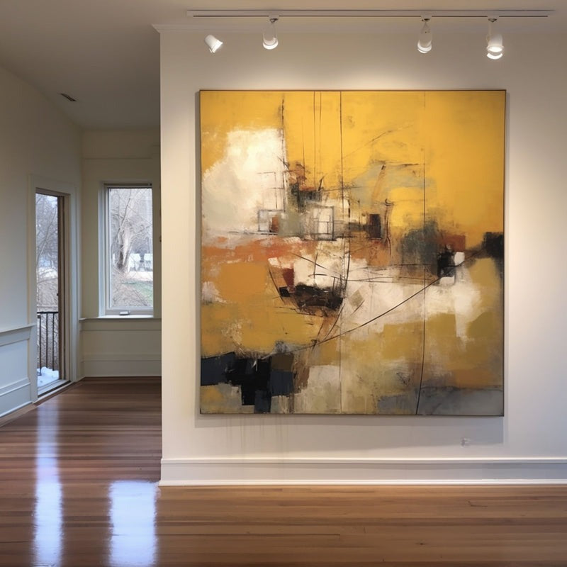 Gold Geometric Abstract Oil Painting