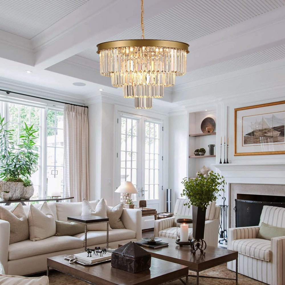 Arisha Modern LED Decorative Luxury Pendant Light Crystal Metal Black/Gold Ring Bedroom/Living Room - Neutralighting