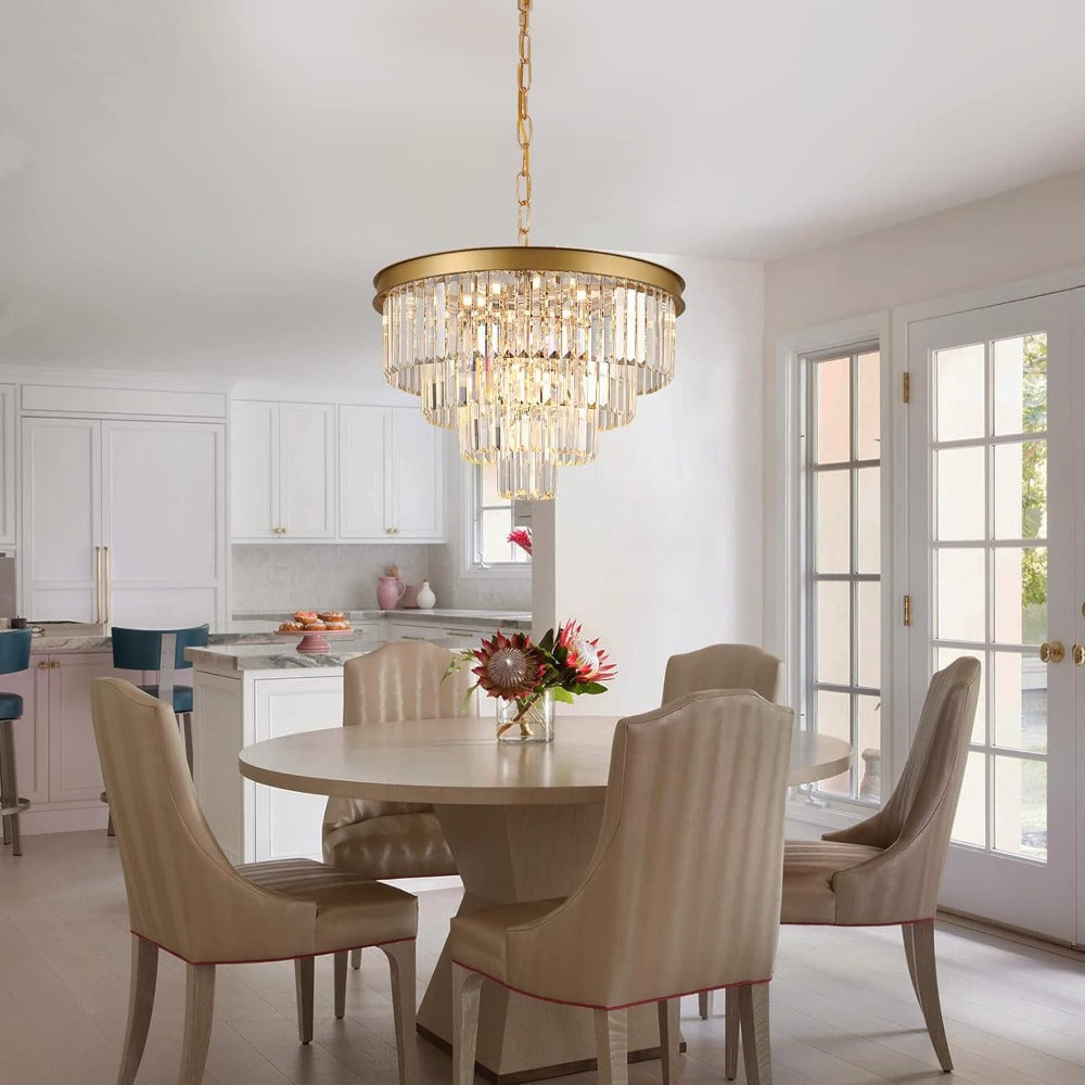 Arisha Modern LED Decorative Luxury Pendant Light Crystal Metal Black/Gold Ring Bedroom/Living Room - Neutralighting