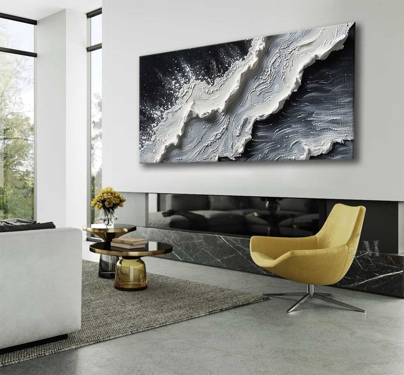 Wall Art Impressionist 3D Ocean Wave Black